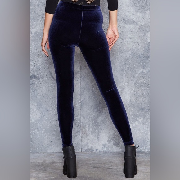 Blackmilk Pants - NWOT Blackmilk Velvet Deep Blue High Waisted Leggings ~ LIMITED Size Medium
